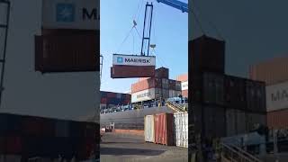 Container falls from ship during offloading [upl. by Llezo]