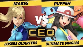 CEO 2019 SSBU  Puppeh PT Vs PG  Marss ZSS Smash Ultimate Tournament Losers Quarters [upl. by Mcclimans]