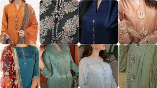 Fancy Button Neck designs 2024  Beautiful amp Stylish Neck Design With Fancy Buttons [upl. by Winwaloe638]