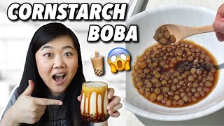 I Tried CORNSTARCH BOBA Making Boba Pearls Without Tapioca Starch REVIEW [upl. by Chalmers]