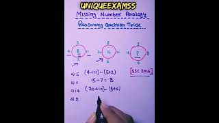 SSC CGL 2015 important reasoning question ❓🔥 Missing number analogy reasoning shorts ytshorts [upl. by Aihsel]