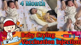 Baby Crying 4 Month Age Vaccines injection at hospital short [upl. by Hannover]