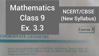 Coordinate Geometry class 9 chapter 3 mathematics Ex33 NCERT CBSE New Syllabus [upl. by Petie]