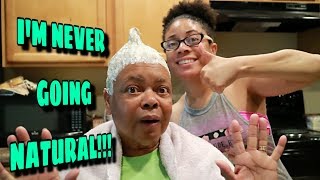 Going From Natural To Permed  Perming My Moms Hair  Putting In A Relaxer For Beginners [upl. by Thayer]