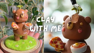 Relax amp Clay with Me ✿ Making a Bear Figurine from Start to Finish clay process supplies ect [upl. by Maer526]