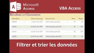 Filtrer et trier les données en VBA Access [upl. by Karol554]