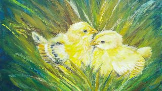 Cute Chick Oil Painting  Oil Painting with Sennelier Rive Gauche [upl. by Airres]