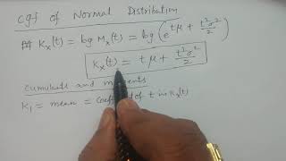 cgf of Normal distribution Cumulants and Moments of Normal distribution  BSc Statistics [upl. by Sender199]