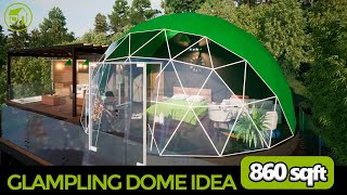 🟢 Glamping Dome Design 23x23 ft  Dome ideas for glamping  Geodesic Dome🟢 [upl. by Oswald]