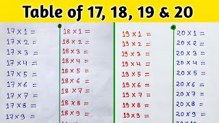 Table of 17 18 and 19  Table of 17  Table of 18  Table of 19  Maths Tables  Tables rsgauri [upl. by Einahpit]