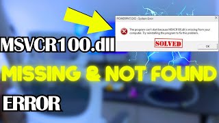 Fix MSVCR100dll is MissingNot Found in Windows 1011  Fix msvcr100DLL Error ✅ [upl. by Nimzzaj]