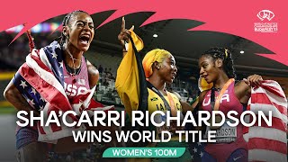 ShaCarri Richardson blazes to 100m gold 🔥  World Athletics Championships Budapest 23 [upl. by Araihc]