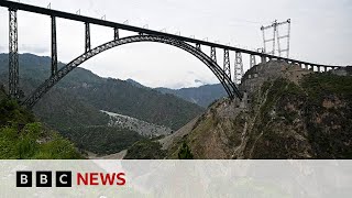 World’s highest railway bridge set to open in Kashmir  BBC News [upl. by Attezi]