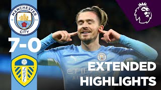 EXTENDED MAN CITY HIGHLIGHTS  Man City 70 Leeds  Foden Grealish De Bruyne Mahrez Stones Ake [upl. by Anawt706]