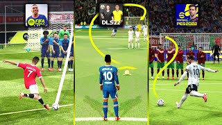 DLS 22 vs FIFA 22 Mobile vs eFootball PES 2022  Realistic Free Kick amp Penalty [upl. by Eradis476]