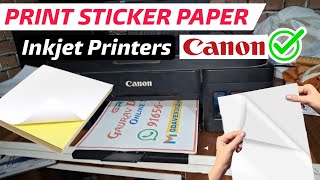 Photo Sticker Printing With Canon Inkjet Printer  Sticker Paper A4 Print in Inkjet Printers [upl. by Esilram60]