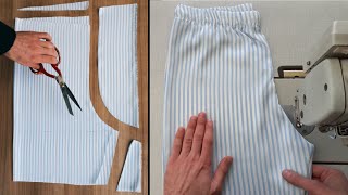 Tips for cutting and sewing clothes Easy steps for beginners  With elastic waist [upl. by Germain]