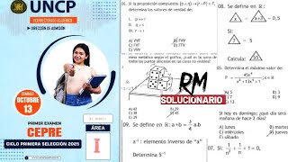 SOLUCIONARIO 1° EXAMEN CEPRE UNCP AREA ICICLO PRIMERA SELECCION 2025 [upl. by Komara]