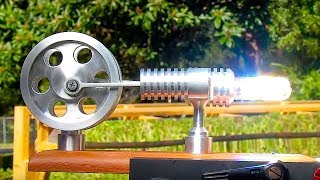 STIRLING ENGINE FRESNEL Lens on a Steek Solar powered Stirling Engine [upl. by Tait]