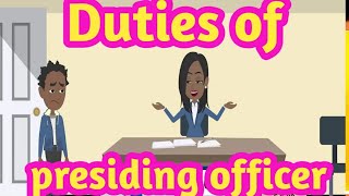 Duties of presiding officer  presiding officer duties  polling officers duty [upl. by Pennington]