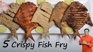 Fish Fry  5 Crispy Pomfret Fish frys  Rava Fish Fry Street Recipe Fish Fry Chettinad Fish fry [upl. by Solracnauj]