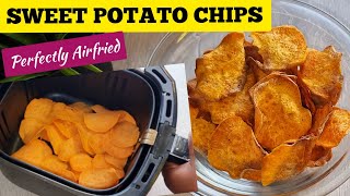 Air Fried Crispy Sweet Potato Chips Recipe from Scratch  Easy Healthy Air fryer SNACKS [upl. by Hwang]