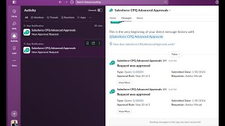 Slack Integration with Salesforce CPQ Advance approval [upl. by Yllrebmik27]