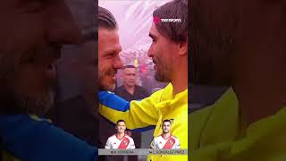 El afectuoso saludo entre Martín Demichelis y Diego Martínez en la previa de River vs Boca [upl. by Rebeca]