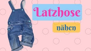 Jeans Latzhose für Kinder aus alter Jeans selber nähen Nähanleitung mit kostenlosem Schnittmuster [upl. by Aicilaanna547]