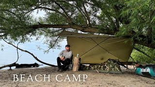 Camping on a Beach  Tarp and Bivvy  SUDDEN STORM [upl. by Bowlds770]