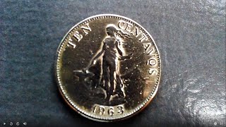 1963 Ten centavos Philippine coin [upl. by Wilda82]