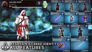 Assassins Creed Identity  All OutfitsItemsFeatures so Far SHOWCASE [upl. by Weed]