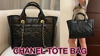 UNBOXING the NEW CHANEL TOTE BAG what fits inside modshots  close up [upl. by Ennovy]