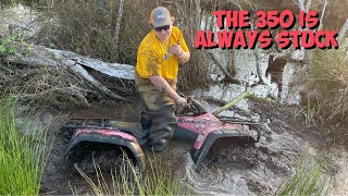 HITTING Every Mud Hole We have And SINKING The HONDA Rancher 350 [upl. by Jeggar943]