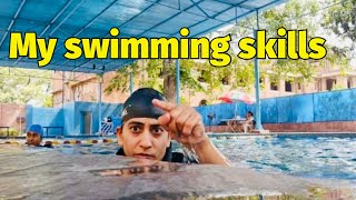 Meri Swimming skills gym and swimming  Show mein Umar Gul ki bowling tips [upl. by Ecinert]