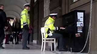 Yiruma  River Flows In You  street piano Prague  song performed by Czech police [upl. by Jeremie]