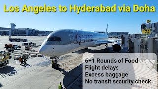 Los Angeles to Hyderabad via Doha Hamad international airport Dec 2023  Qatar airlines తెలుగులో [upl. by Berkie259]