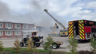 Multiple agencies responding to fire at Rowleys Bay Resort in Door County [upl. by Colier]