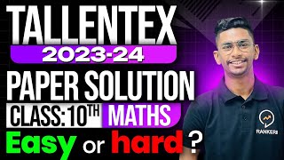 Tallentex 202324 Solution  Math Class 10th  29 Oct 2023 Paper Solution tallentex allenkota [upl. by Nocam]