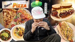 NEW YORK CITY FOOD TOUR KATZS PASTRAMI SCARRS PIZZA BACON EGG amp CHEESE LOS TACOS 1 [upl. by Sane453]