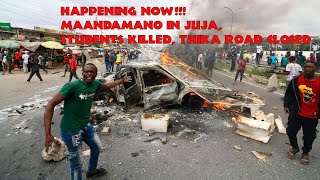 LIVE MAANDAMANO IN JUJA THIKA ROAD CLOSEDPOLICE OVERPOWERED BY STUDENTS [upl. by Aihseken]