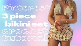 PinterestInspired 3Piece Bikini Set Crochet Tutorial [upl. by Yablon]