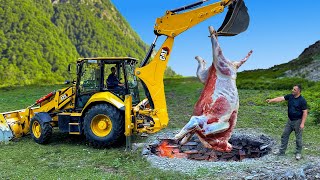 A Giant Bull Roasted Underground Only An Excavator Could Lift It [upl. by Nonohcle354]