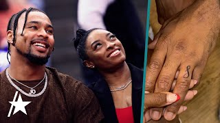 Simone Biles Reacts To Husband Jonathan Owens’ New Ring Finger Tattoo [upl. by Warram]