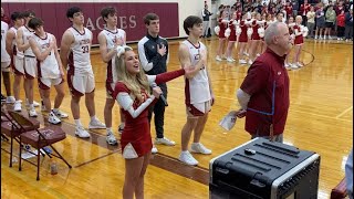 Cheerleader Katie Carson Sings National Anthem at high school basketball game [upl. by Bartlet637]