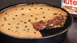 One Skillet Giant Chocolate Chip Nutella Cookies  How Tasty Channel [upl. by Kilar]