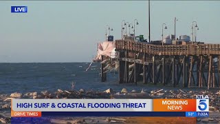 Howling winds threaten coastal areas with flooding high surf [upl. by Aihseuqram]