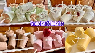 Paletas cremositas 5 sabores que te van a encantarfresanuezchocolate y platano😋 [upl. by Imrots674]