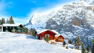 This is winter in Mürren ❄️ Switzerland 4K 🇨🇭 [upl. by Alael]