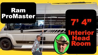 Tour 7 FEET 4 INCHES of INTERIOR HEAD ROOM in RAM PROMASTER Regency National Traveler Class B RV [upl. by Annirac]